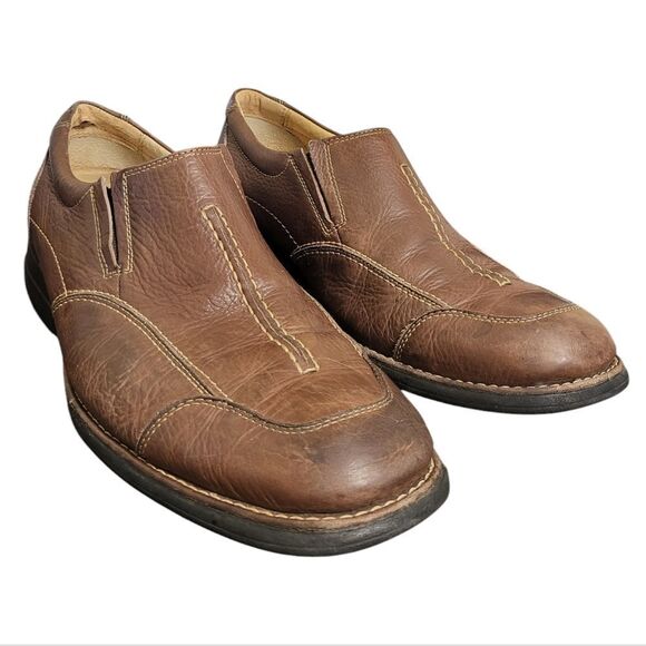 Johnston & Murphy Pebble Leather Slip On Brown Loafers Shoes 20-7468 Sz 10M - Picture 4 of 9